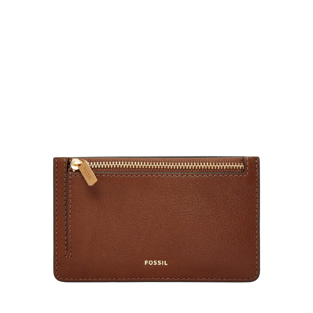2612 Logan Leather Wallet Slim Minimalist Zip Card Case with Keychain